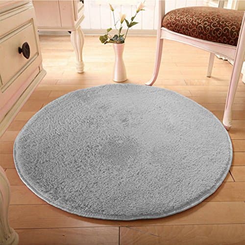 Hubo 40"  Polyester Round Area Rugs and Carpet Super Soft Living  Room Bedroom Home Shaggy Rugs -Grey