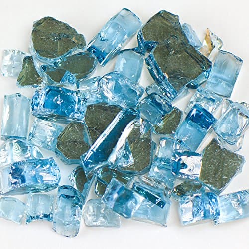 My Fireplace Glass - 10 Pound Terrazzo Chip Fireplace Glass - Size 2, 1/4 - 3/8 Inch, Blue Reflective