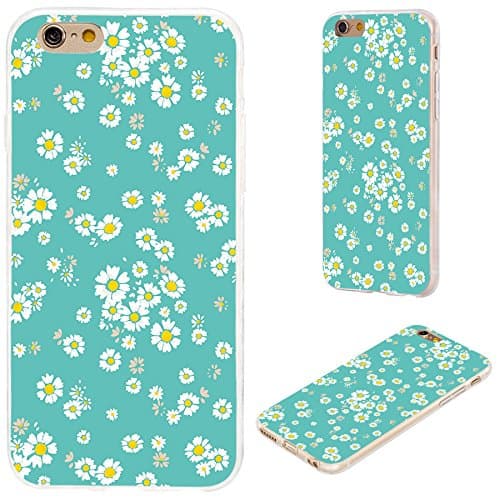 iPhone 6s Plus Case,iPhone 6 Plus Case,VoMotec [Floral series] Anti-scratch Slim Flexible Soft TPU Protective Shell Cover Case For iPhone 6 6s Plus 5.5,Beautiful white ditsy floral on green teal