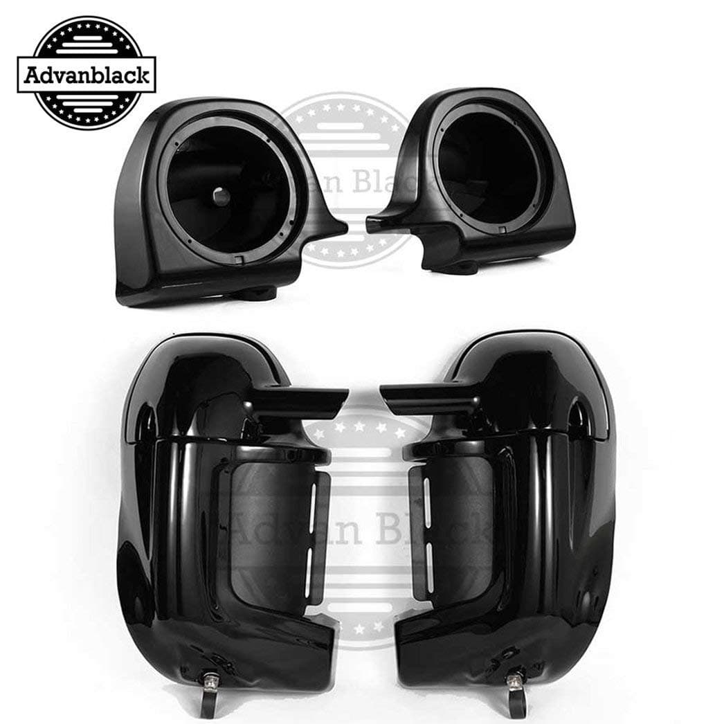 Advanblack Color Matched Pre-Rushmore Lower Vented Fairing Kits Leg Warmers with Speaker Pods 6.5 Inch For Harley Touring Road King FLHR 1983-2016 (Vivid Black)