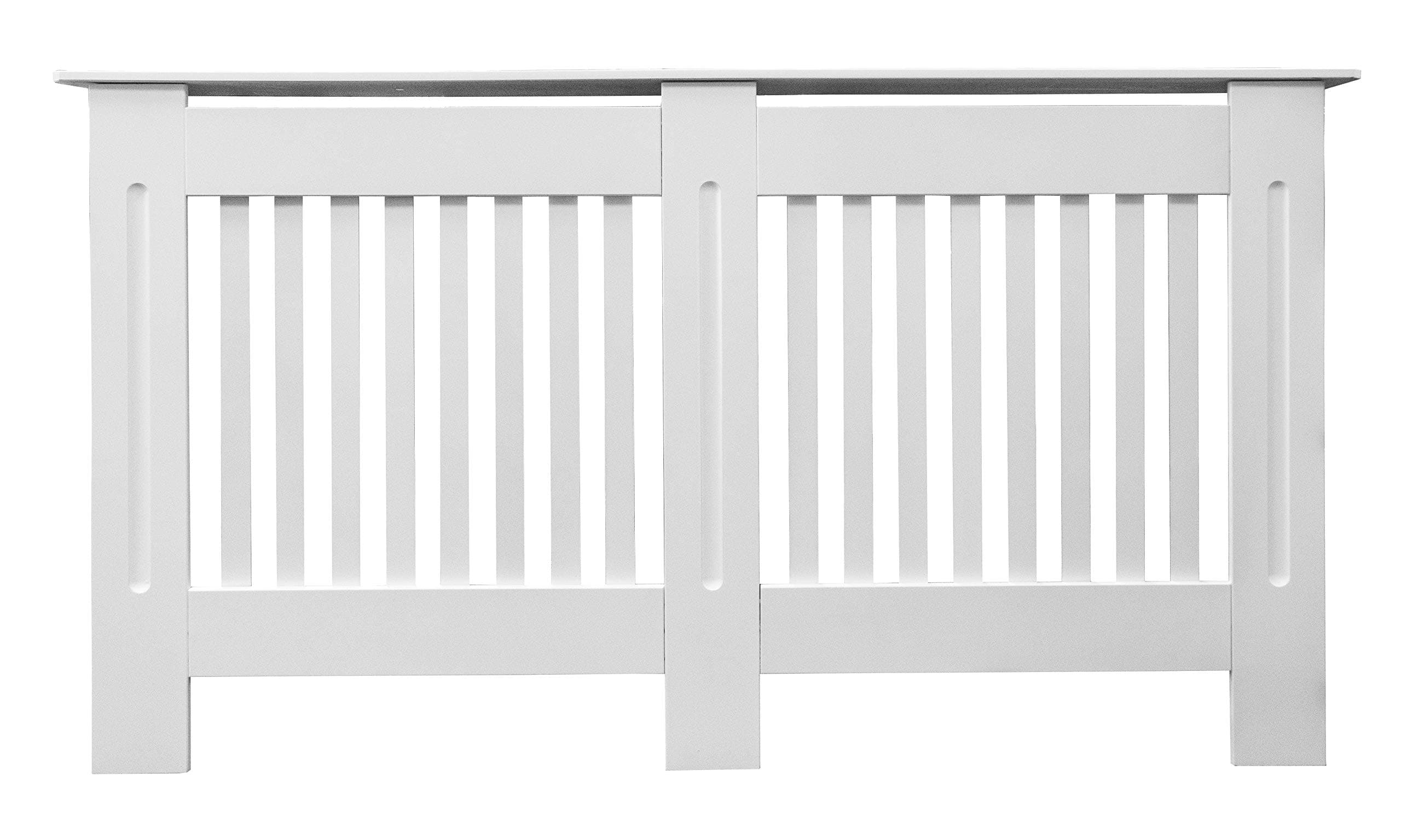 Jack Stonehouse Painted Radiator Cover Cabinet With Vertical Modern Style Slats In White MDF (Large), Engineered_Wood