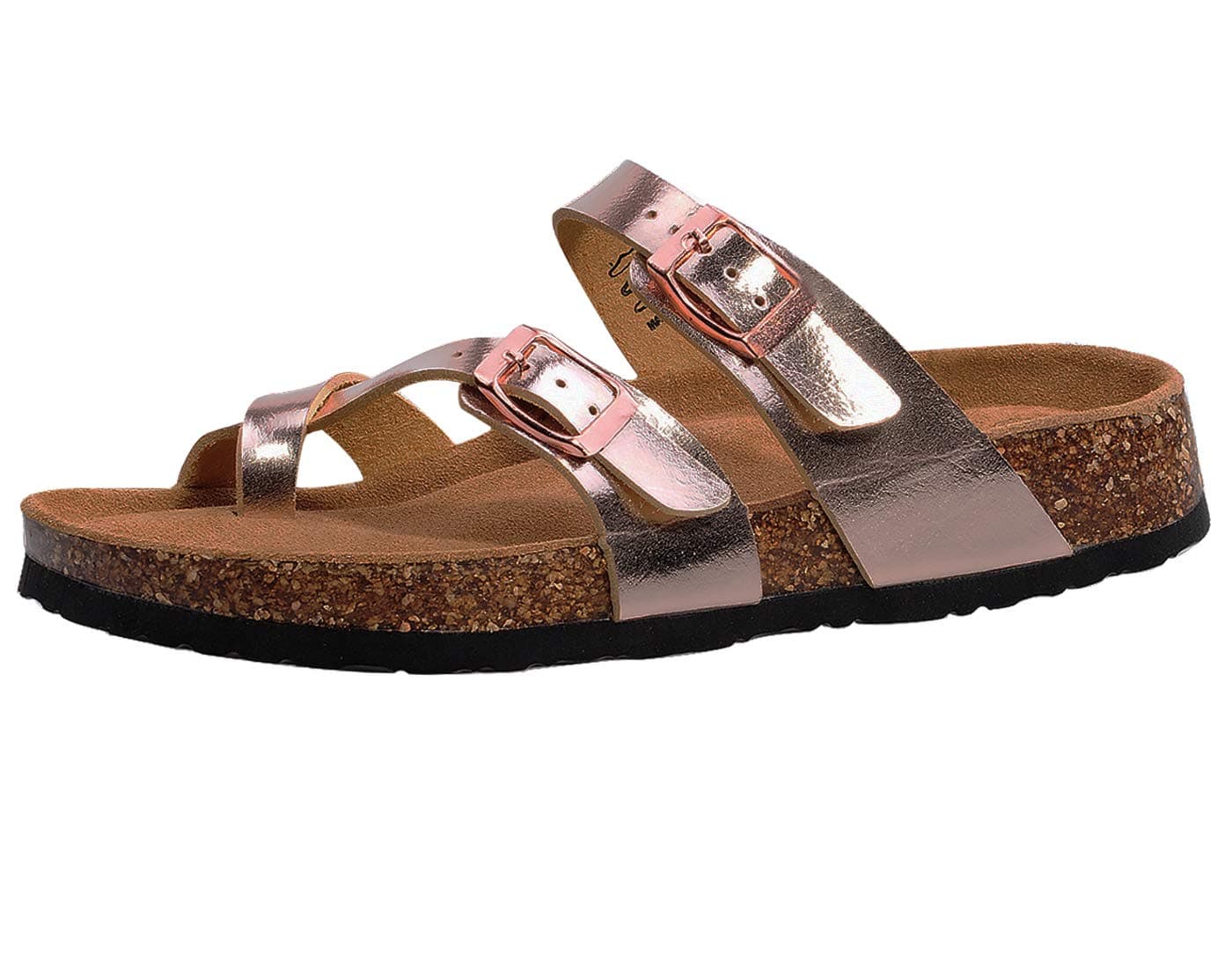 festooning Women's Slide Flat Cork Footbed Sandals