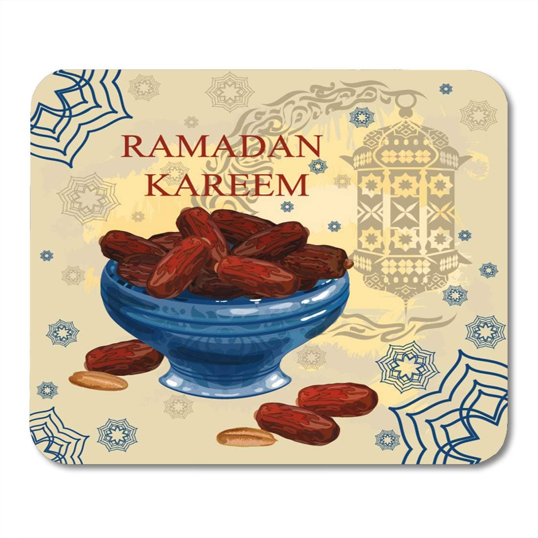Nakamela Mouse Pads Arabian Food Holy Month of Prayers Kareem Iftar Suhoor Lenten Meal Delicious Dates on The Plate Allah Mouse mats 9.5" x 7.9" Mouse pad Suitable for Notebook Desktop Computers