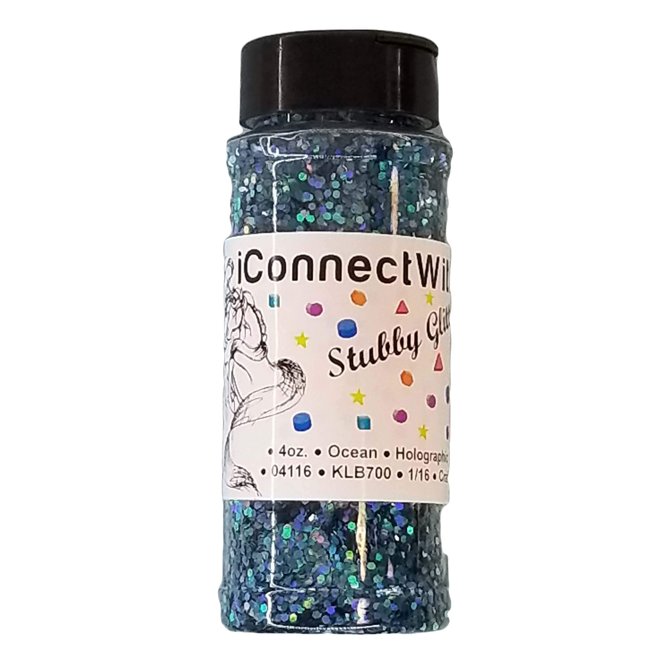 iConnectWith Glitter - Ocean Turquoise Blue, Stubby Holographic Glitter; Multi-use for Crafts, Decorations, Nail Art, Makeup, Tumblers, Resin Art, and DIY Projects
