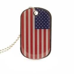 USA United States Stars & Stripes Country Flag Dog Tag Metal Necklace with 14 Inch Chain ... New