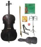 RATA 4/4 FULL SIZE BLACK CELLO WITH BAG,BOW,FREE ROSIN, 2 SETS OF STRINGS,PITCH PIPE,CELLO STAND,MUSIC STAND