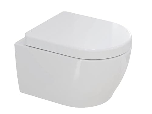 Design, wall-mounted WC, toilet without flush rim, incl. toilet seat with softclose automatic lowering system + detachable