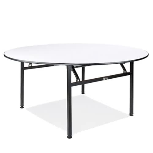 space panda Kate Round Banquet Table in Ply Laminated Top | Heavy-Duty Folding Table with Metal Frame, Durable Top for Events, Parties, Restaurants, and Catering in White Finish (3 x 3 Ft)