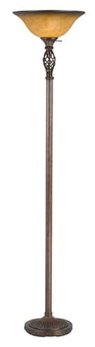 150w 3 Way Twisted Cage Torchiere W/glass Shade