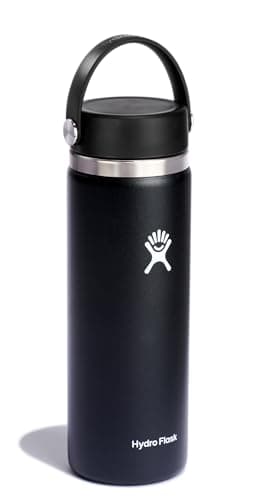 Water Bottle - Stainless Steel & Vacuum Insulated - Wide Mouth with Leak Proof Flex Cap - 20 oz, Black
