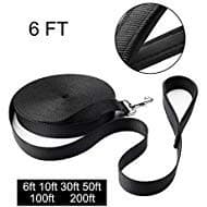 Hi Kiss 6FT 10FT Nylon Dog Leash, Strong and Durable Traditional Style Leash with Easy to Use Collar Hook, 6FT Black