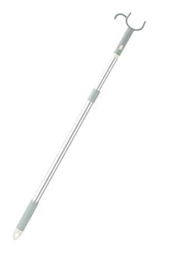 Reach Stick Long Pole with Hook 45" Extendable Clothes Stick Pole Garment Hook Pole for Closet High Rod, Curtain Down - Sky Blue