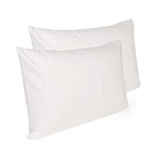 Set of 2 Pillow Protectors – 50 x 70 cm - 100% Brushed Cotton – Actigard® Anti-Dust Mite Treatment - Fleece – White