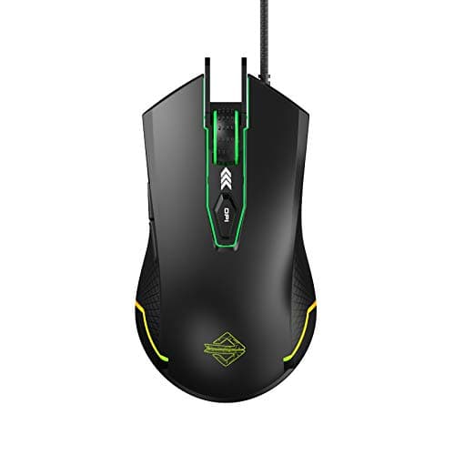 Ajazz AJ203 RGB Gaming Mouse, 10000 DPI 6 Programmable Buttons, Ergonomic Computer Mouse for Office Games and Daily Use, Black