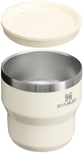 STANLEY Stay-Hot Stacking Camp Cup 10 oz | Press In Drink Through Lid | Cup for Coffee, Tea and Drinks | Insulated Stainless Steel Coffee Mug | BPA-Free | Cream Gloss