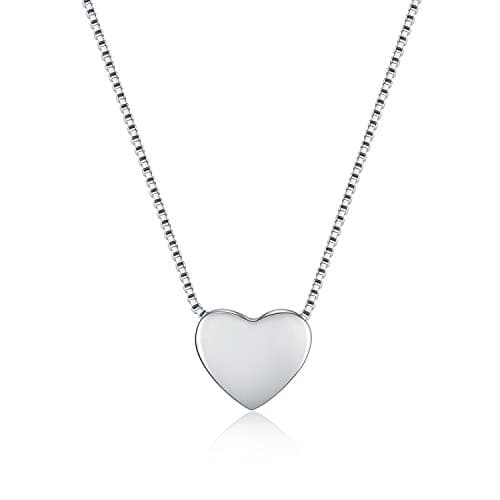 WRISTCHIE 925 Sterling Silver Tiny Silver Floating Heart Necklace 18"