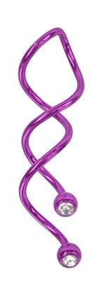 Purple Titanium Unique Spiral Long Twist w/cz gem Balls Belly Button or Industrial Ear Piercing Navel Ring 14 Gauge
