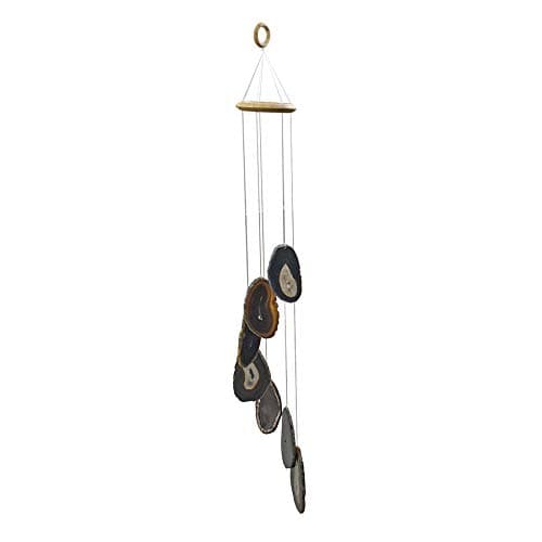 Multi-Color Agate Wind Chime - Seven Multi-Colored Agate slabs (Black)