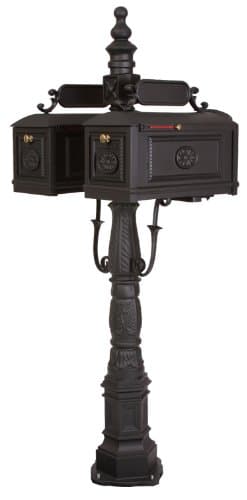 Decorative Residential Curbside Cast Aluminum Double Mailbox Black Authentic * Original * Exclusive