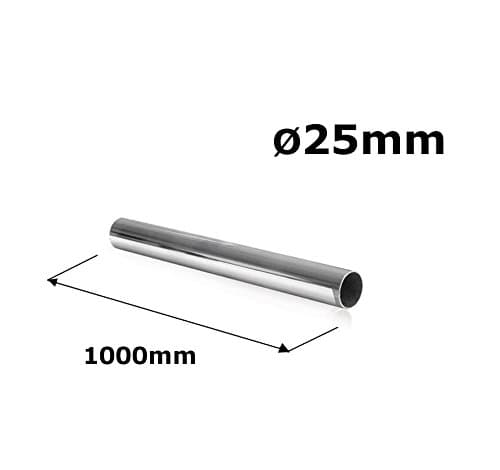 Wardrobe Rail Round Chrome Hanging Rail 1000MM Free END Supports & Screw