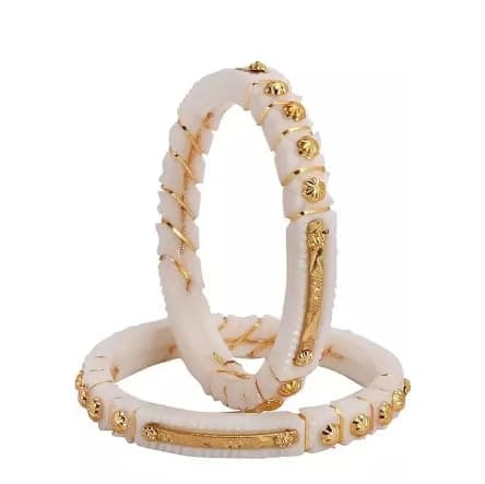 GenericMeenakshi imitation Indian Handicraft White Shakha Pola Fancy Bangles For Women