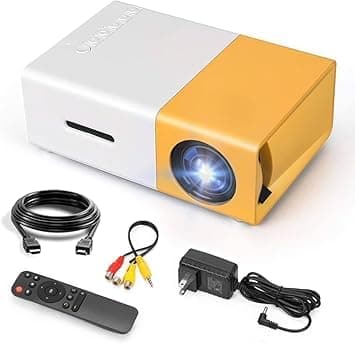 Mini Projector 4K 1080P Home Theater Outdoor Movie Video Mini Projector with USB Interfaces and Remote Control, Compatible with Smartphone/Tablet/Laptop/TV Stick/USB Drive, White