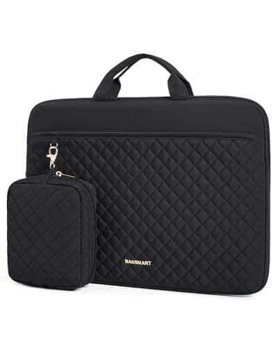 BAGSMART 13-14 inch Laptop Case, Puffy Padded Laptop Sleeve Bag for Women, Portable MacBook Air 13 inch Case Sleeve, Black