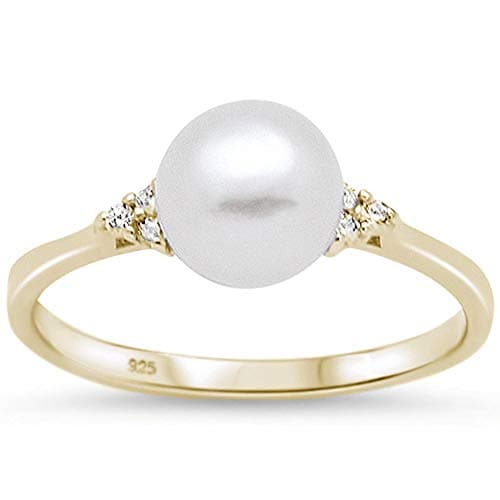 Sterling Silver Fresh Water Pearl & Cubic Zirconia Ring Sizes 4-10 Colors Available!