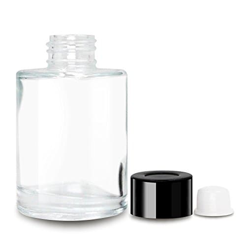 Feel Fragrance Reed Diffuser Bottles with Black Caps Refillable Glass Diffuser Bottles Set of 4-3.15" High, 70ml 2.4 fl oz. Small Round Shape, Fragrance Accessories