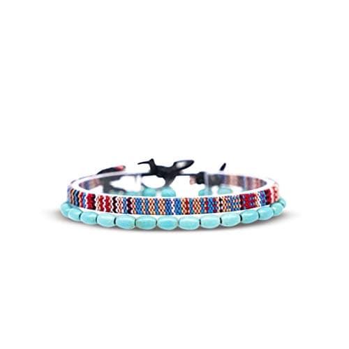 Made by Nami 2x Boho Surfer Bracelet Set Women & Men - Handmade Summer Beach Bracelets - Adjustable & 100% Waterproof - Festival Accessories - Beaded & Braided (Multi Beads)