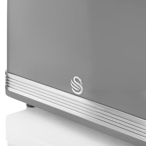 Swan ST19020GRN Retro 4-Slice Toaster with Defost/Reheat/Cancel Functions, Cord Storage, 1600W, Retro Grey
