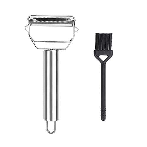 Restlandee Julienne Peeler, Stainless Steel Vegetable Peeler, Cucumber Shredder, Durable Fruit Peeler, Salad Master Slicer Grater and Peeler Vegetable Julienne Cutter with Cleaning Brush for Kitchen
