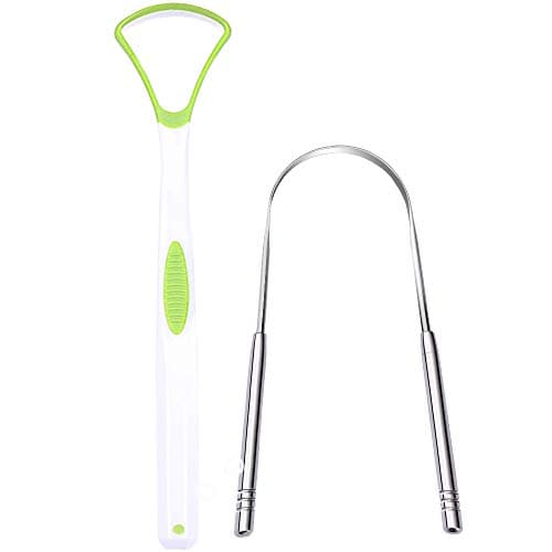 [Premium Set] 2PCS Tongue Scraper Cleaner, Oral Scrapers, Fresh Breath, Dirty Sweeper, Food Grade Stainless Steel, Health PP Material, Useful Cleaners (Green)
