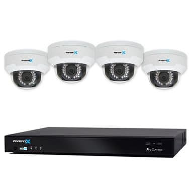 8-Channel 4MP HD IP NVR System with 4TB Hard Drive, 4 4MP HD+ Dome Cameras and 100' Night Vision