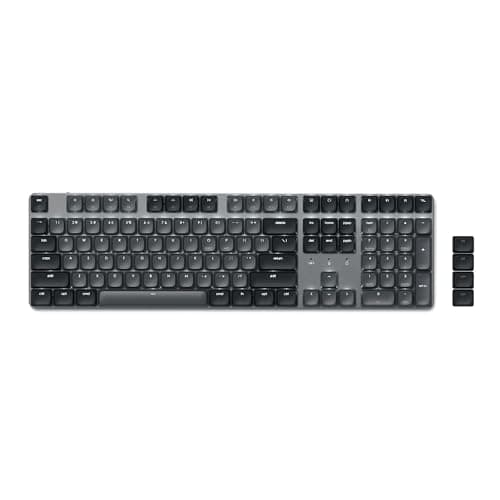 SM3 Mechanical Keyboard Wireless LED Backlit Bluetooth/USB-C Wired Mode Switching 108 Keys Full Size Keyboard Bluetooth Ergonomic US English Arrangement for Mac Windows Key Cap Replacement