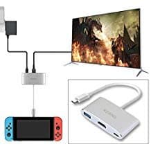 Portable Dock for Switch, KSWNG HDMI Type C Hub Adapter for Switch, MacBook Pro, Projector.