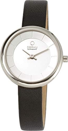 Obaku Denmark Women's Analog Watch with Black Leather Band V146LXCIRB