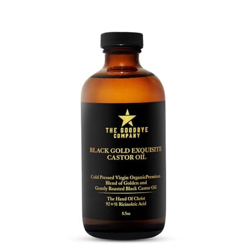 The Goodbye Company Black & Gold Castor Oil Blend – Cold-Pressed & Unrefined – Pure Hexane-Free Oil for Hair, Skin, Body, Eyelashes & Eyebrows