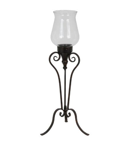 Privilege International 18308 Iron and Glass Floor Hurricane, Small