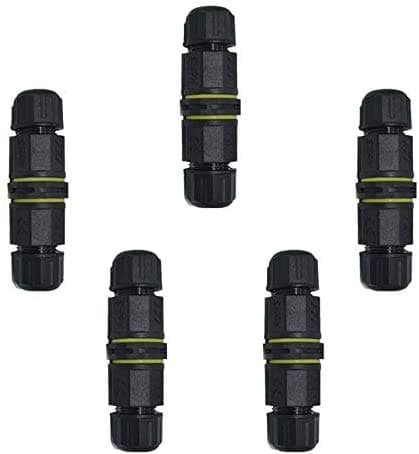 IP68 2Pin/3Pin/4Pin Waterproof Connector Junction Box External Junction Box for ∅4.5-9.5mm Cable, Outdoor,Gardan,Street Light,Solar Supplies（5 Pack of 3Pin）