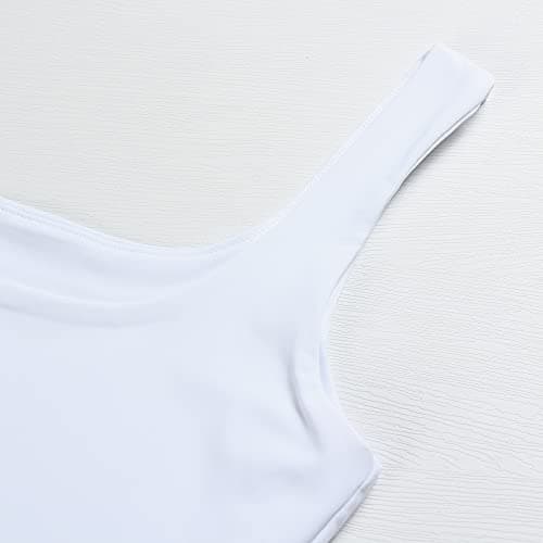 Artfish Women's Sleeveless Strappy Tank Square Neck Double Layer Workout Fitness Casual Basic Crop Tops