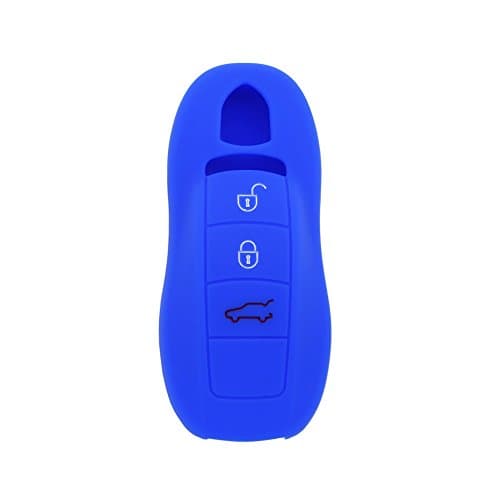 Hwota Silicone Lightweight Car Remote Key Case Cover Shell for Porsche Cayenne Panamera -Blue