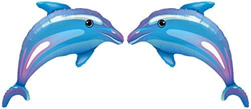 ZiYan Delightful Dolphin Microfoil Balloon, 38-Inches, Blue, 2-Unit