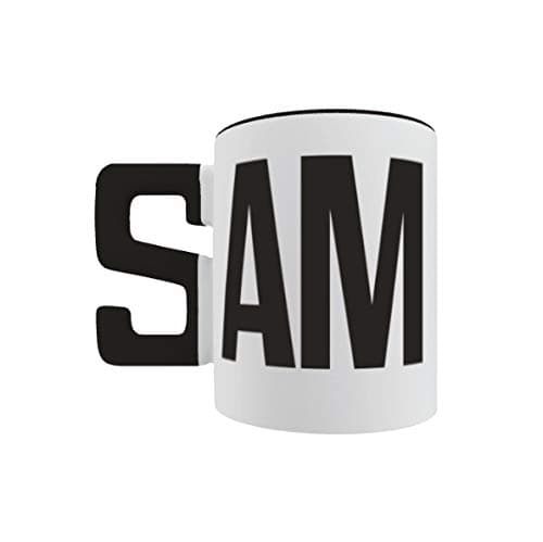 HlpiAMok Yasirona PyramidShop Letter Handle Name Mug - Sam - Can Be Personalised (Black, 11oz)