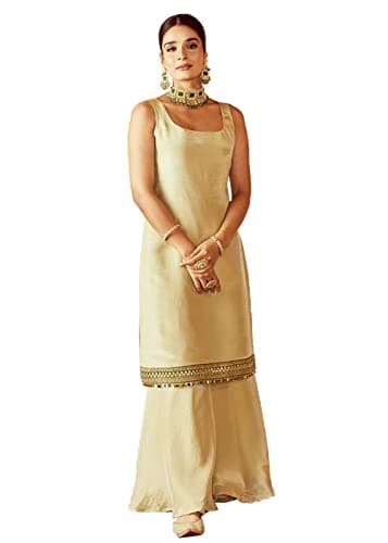 Elina Fashion Indian Kurti for Women with Palazzo & Dupatta | Ethnic Art Silk Kurta Set in Multicolor, Size M to XXL, Jewel Neck, Long Sleeve, Party & Wedding Occasion