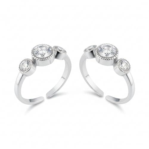 Parnika (Formerly Mj 925 Exotic Cz Silver Toe Rings (Leg Finger Rings) In Pure 92.5 Sterling Silver For Women | Chandi Bichiya | With Certificate Of Authenticity