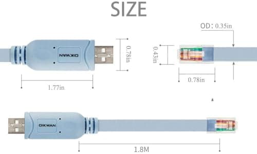 OIKWAN Console Cable USB to RJ45, USB Cable Compatible with Routers/Switch/Windows 7, 8,10,11 (10ft)