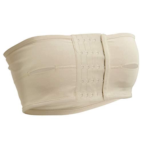 Abergele Hands Free Pumping Band Strapless Breast Pump Bra Nursing and Expression Bustier 100% Cotton with Three Position Hook and Eye Closure (Nude-Large)