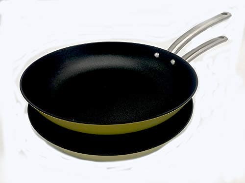 Le Chef 12 Inch Enameled Coated Cast Iron Fry Pan, Palm. (2 Pack).