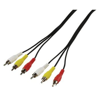 electrosmart 5 Meter 3 RCA/Phono Male Plug to 3 RCA/Phono Male Plug Cable ~ Triple RCA/Phono AV Audio Video Lead with Yellow White & Red Plugs